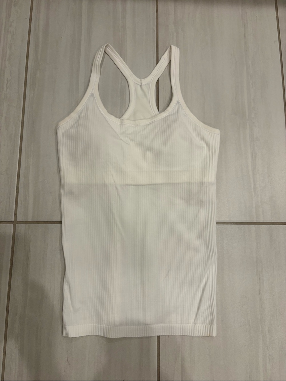 lululemon athletica White Ribbed Racerback Tank